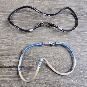 Set of 2 Phiten Rakuwa X50 Titanium Bracelet Black Blue Sports Athletic Wellness